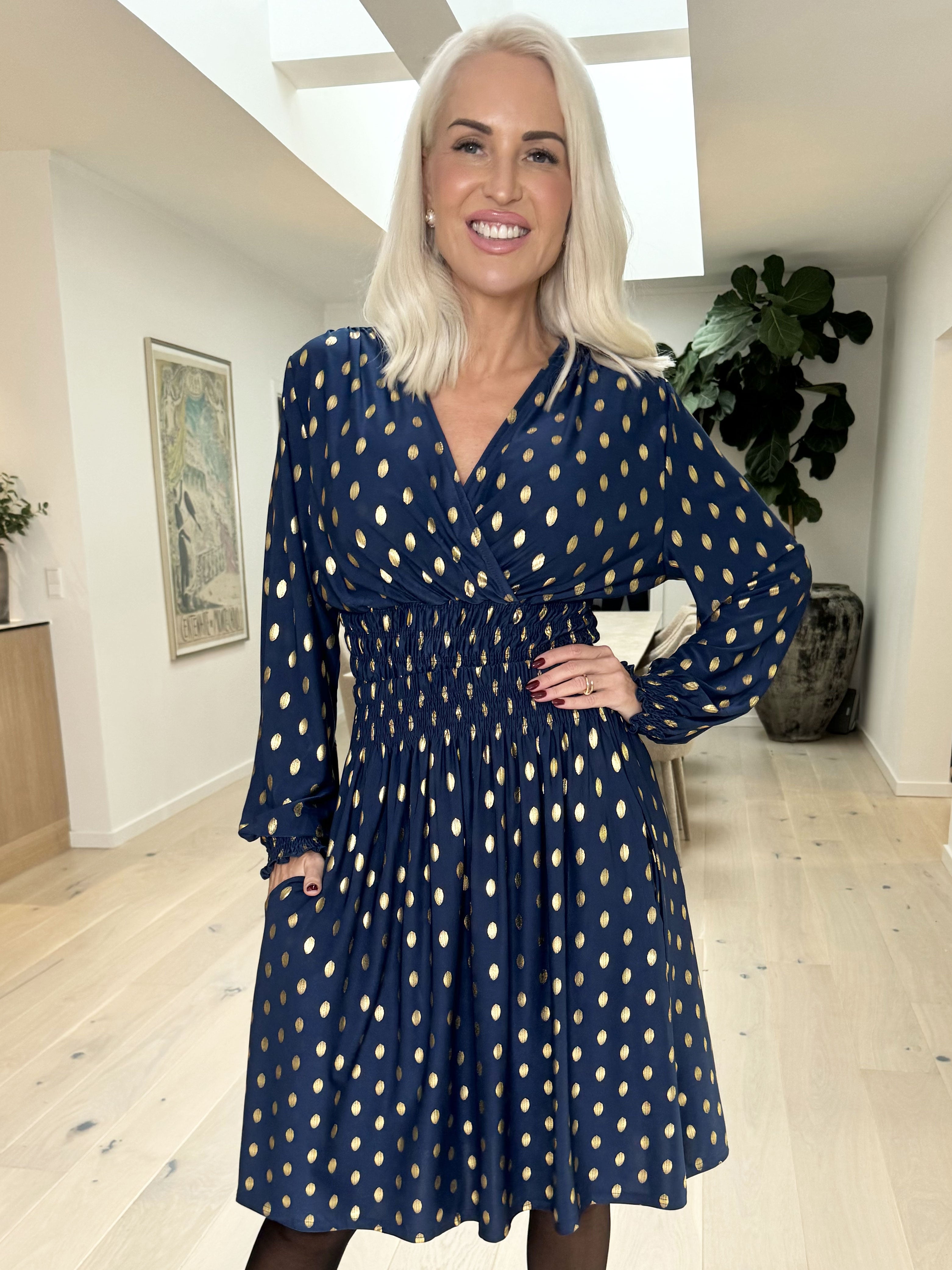 Pams Gold Dot Skirt - Nederdel i krølfrit stof med lommer